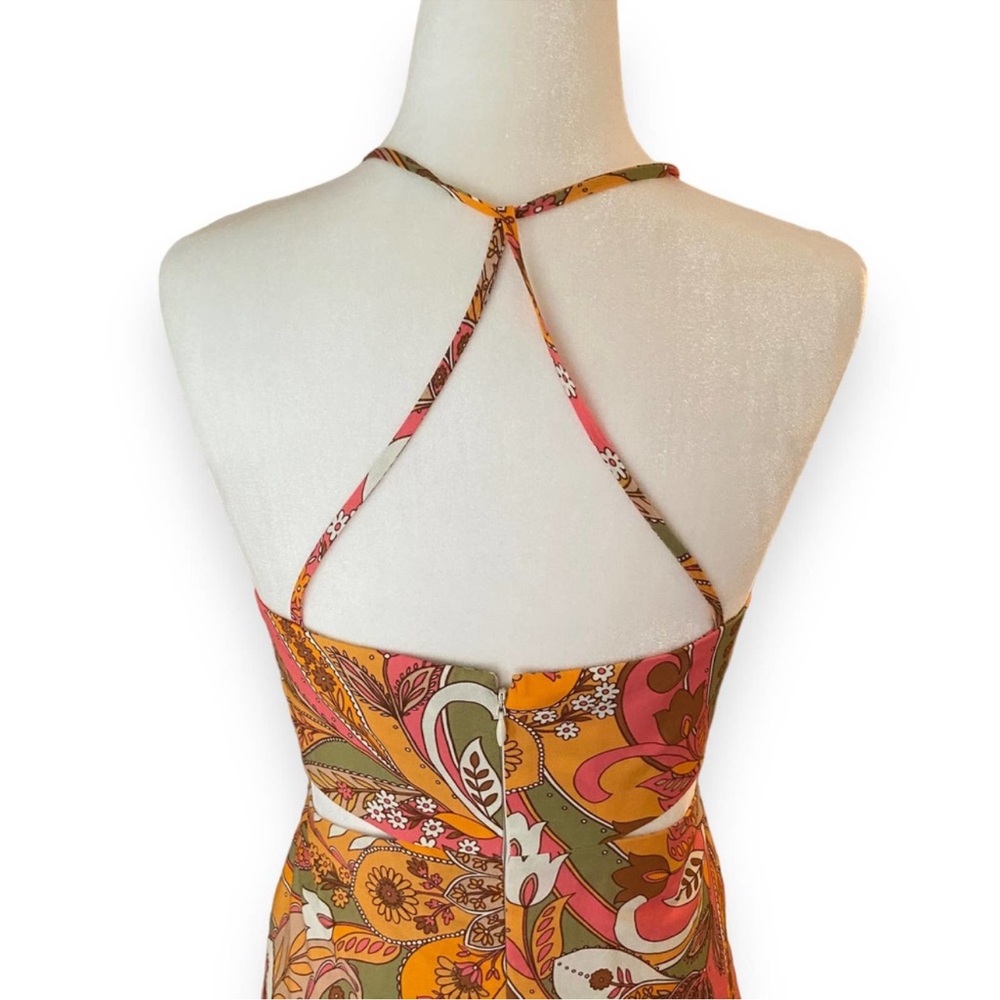 NWT Gianni Bini Ruby Paisley V-Neck Sleeveless Mini Dress 70's Style Cutouts Sz0 - Picture 8 of 15